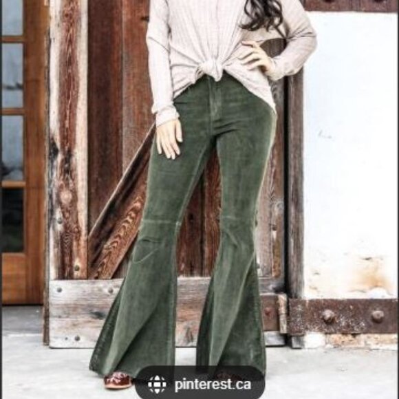 NWT Express Bell Flare High Rise Stretch Corduroy Pant - size 12R - Picture 7 of 7